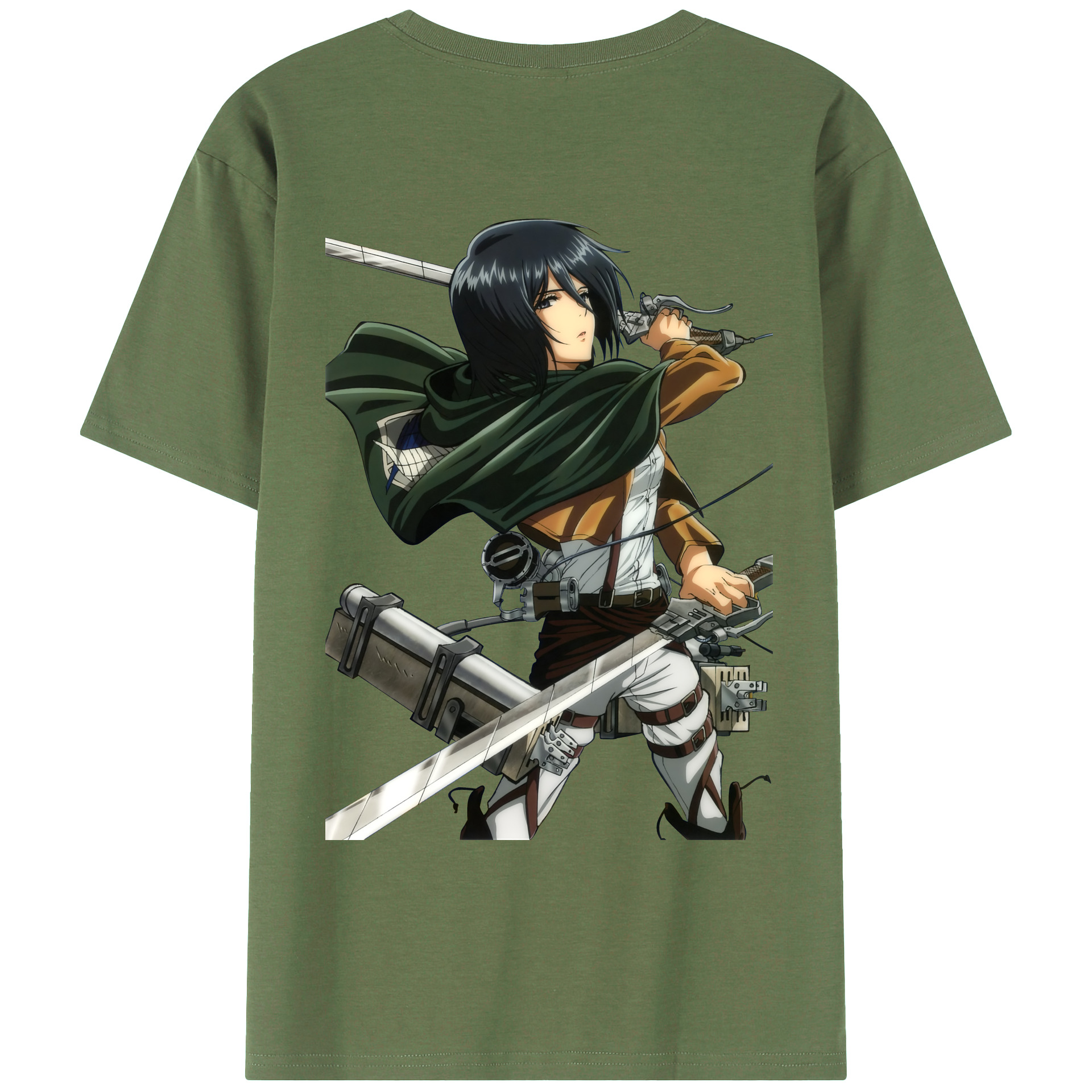 （画像用） 進撃の巨人 ミカサ·アッカーマン Attack on Titan Mikasa Ackerman 綿100％ メンズ半袖Tシャツ（バックプリント） 通気性